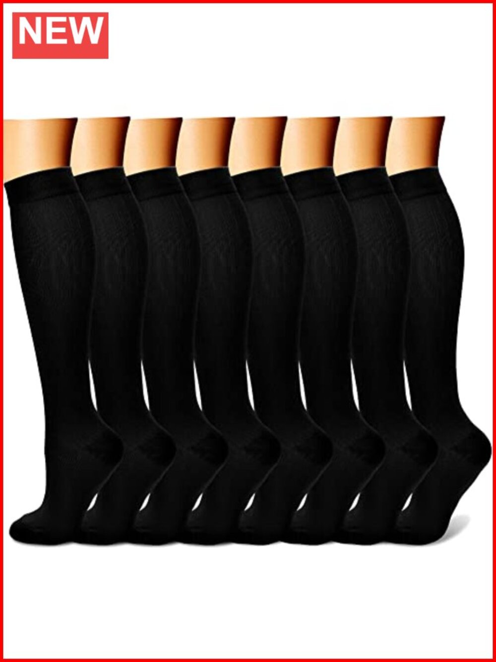Compression Socks 8 Pack 15-20 mmHg Knee High Athletic Support